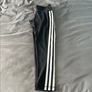 Adidas Ladies Black and White Striped Leggings